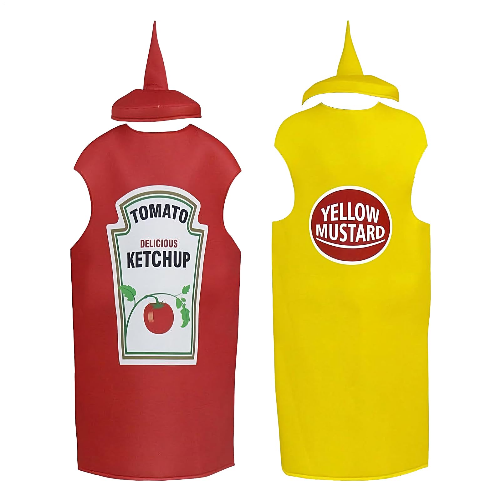 Ketchup-Senf-Kostüm, 102x70cm Cosplay-Outfit zum Thema Essen, Neuartiges Verkleidungskostüm, Tomatensauce Halloween Kleidung, Für Themenpartys und Gruppenveranstaltungen