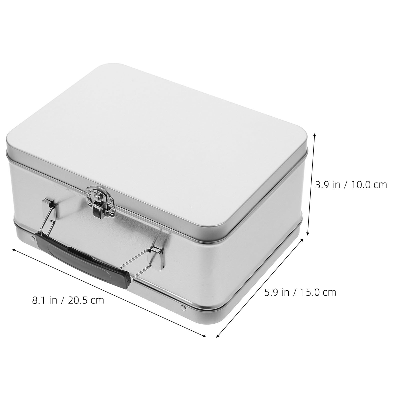 Ciieeo 3 Stück Retro Lunchbox aus Metall mit Deckel und Griff, Silber