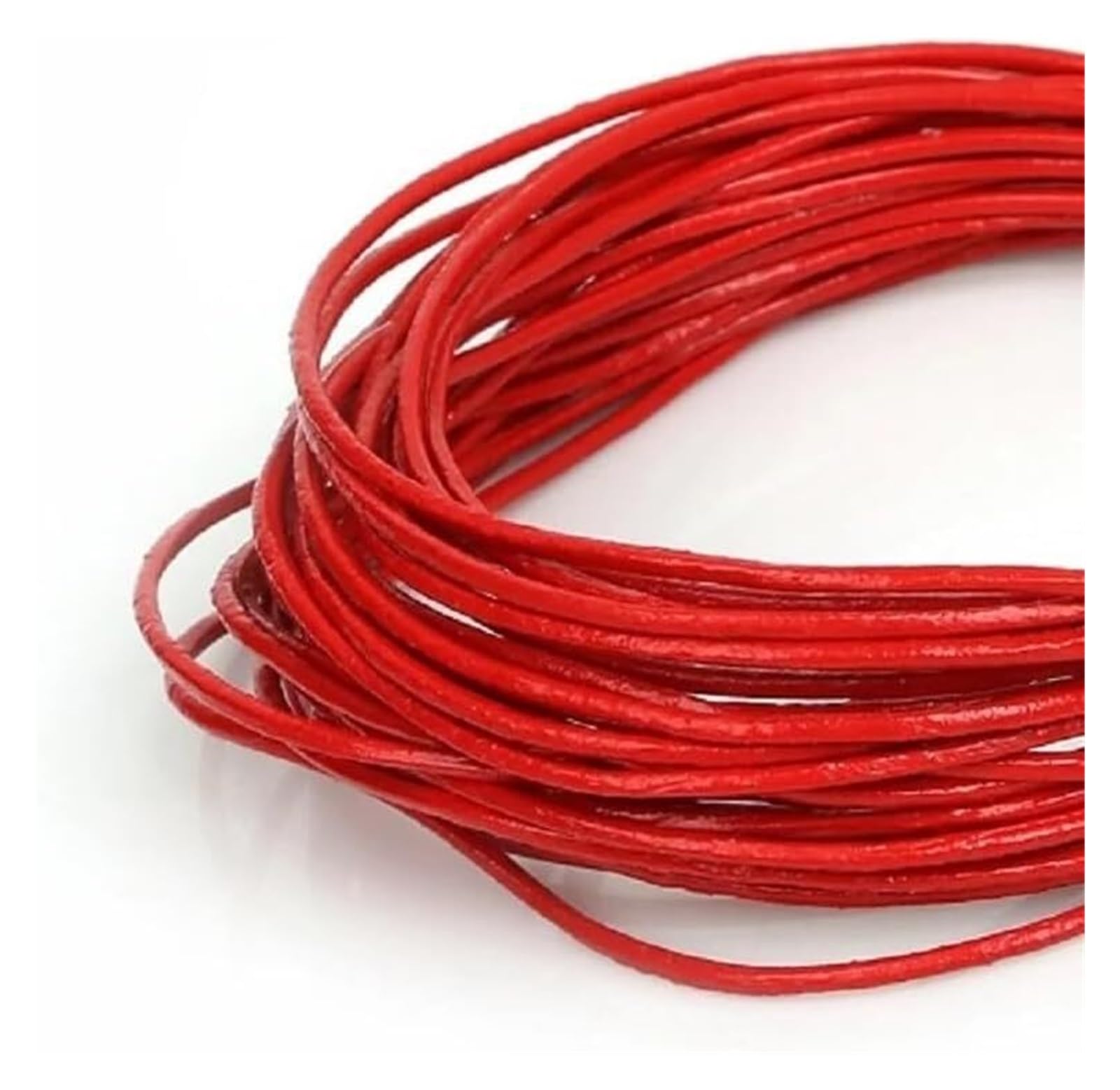 Cordón de joyería de cuero para fabricación de joyas DIY de 1mm y 5 metros en color rojo