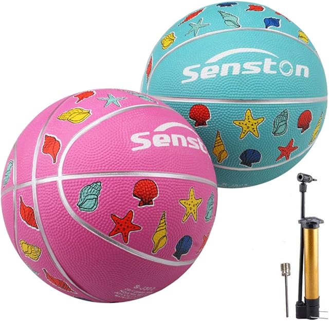 Senston 2 pack Basketball Size 3 for Outdoor Indoor Basket Ball Game with Pump