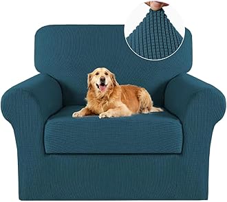 Turquoize 2 Piece Chair Covers Chair Slipcovers For Living Room Armchair Sofa Covers Chair Couch Cover with Arms Washable Furniture Protector for Chairs Feature Thick Jacquard Fabric (Chair,Deep Teal)