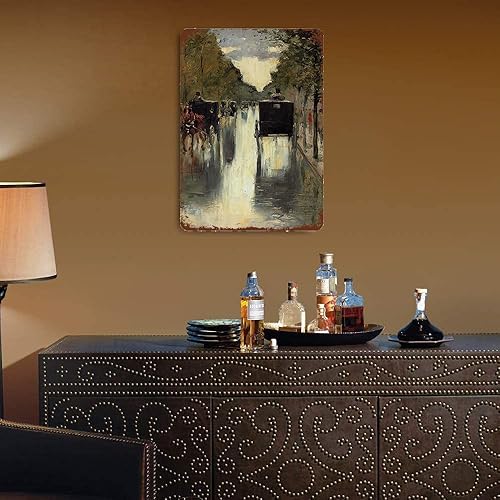 Miniatura 5 de Carriage Landscape Oil Metal Tin Sign Retro Wall Decor for Home Gate Garden Bars Restaurants Cafes Office Store Pubs Club Sign Home Gift Birthday