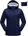 BGOWATU Women's Rain Jacket Waterproof Lightweight Hood Raincoat Packable Outdoor Cycling Windbreaker
