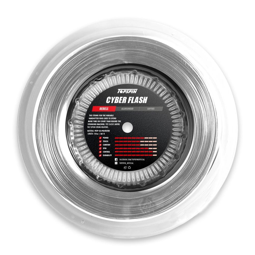 Topspin Tennissaite Cyber Flash - 110m 'The Classic One' Tennis-Saite für Gute Power und Spin Eigenschaften