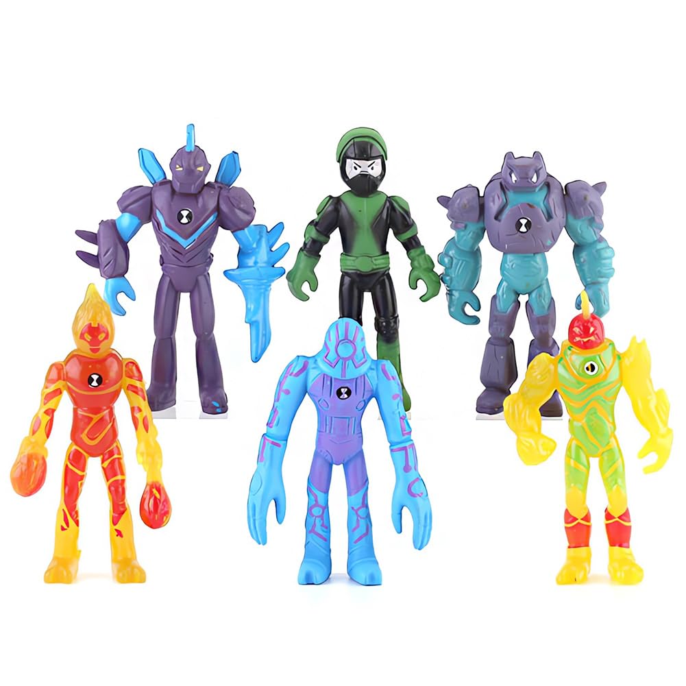 6PCS Ben10 Mini Figures Set, Ben10 Cake Topper, Ben10 Cupcake Figurines Party, Ben10 Cupcake Topper Decor For Kids Birthday Baby Shower Ben10 Theme Party Supplies