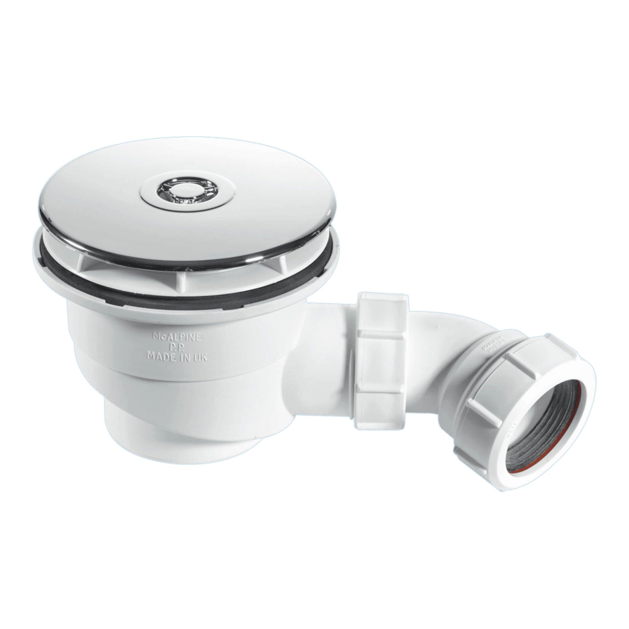 McAlpine ST90CP10 90mm Shower Trap Chrome Plated Plastic, White