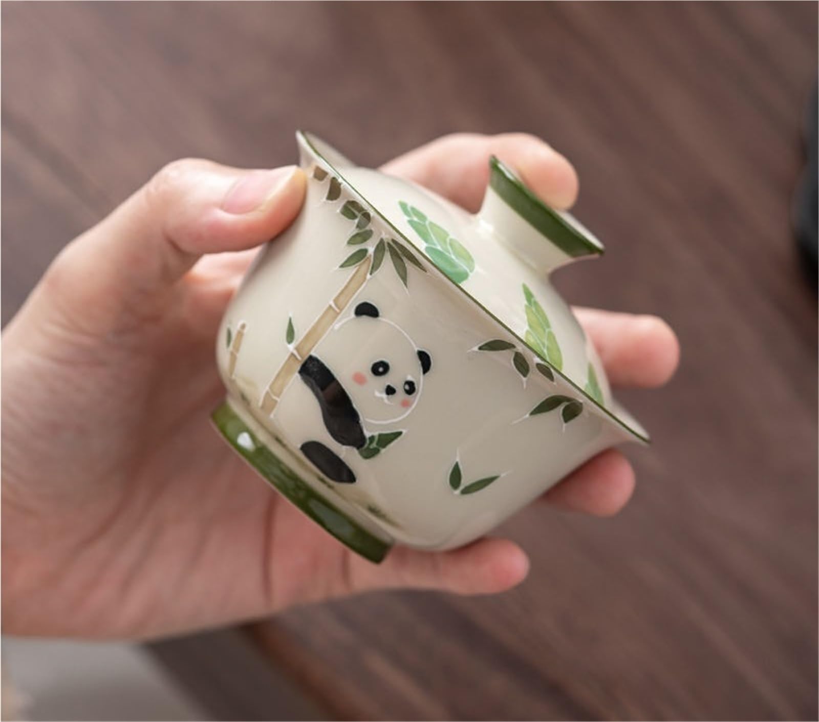 136 ml roślina popiół pokrywa miska ręcznie malowana ulga urocza panda herbata Tureen starożytny Gaiwan zaparzacz do herbaty kawiarnie kolekcja Teaware