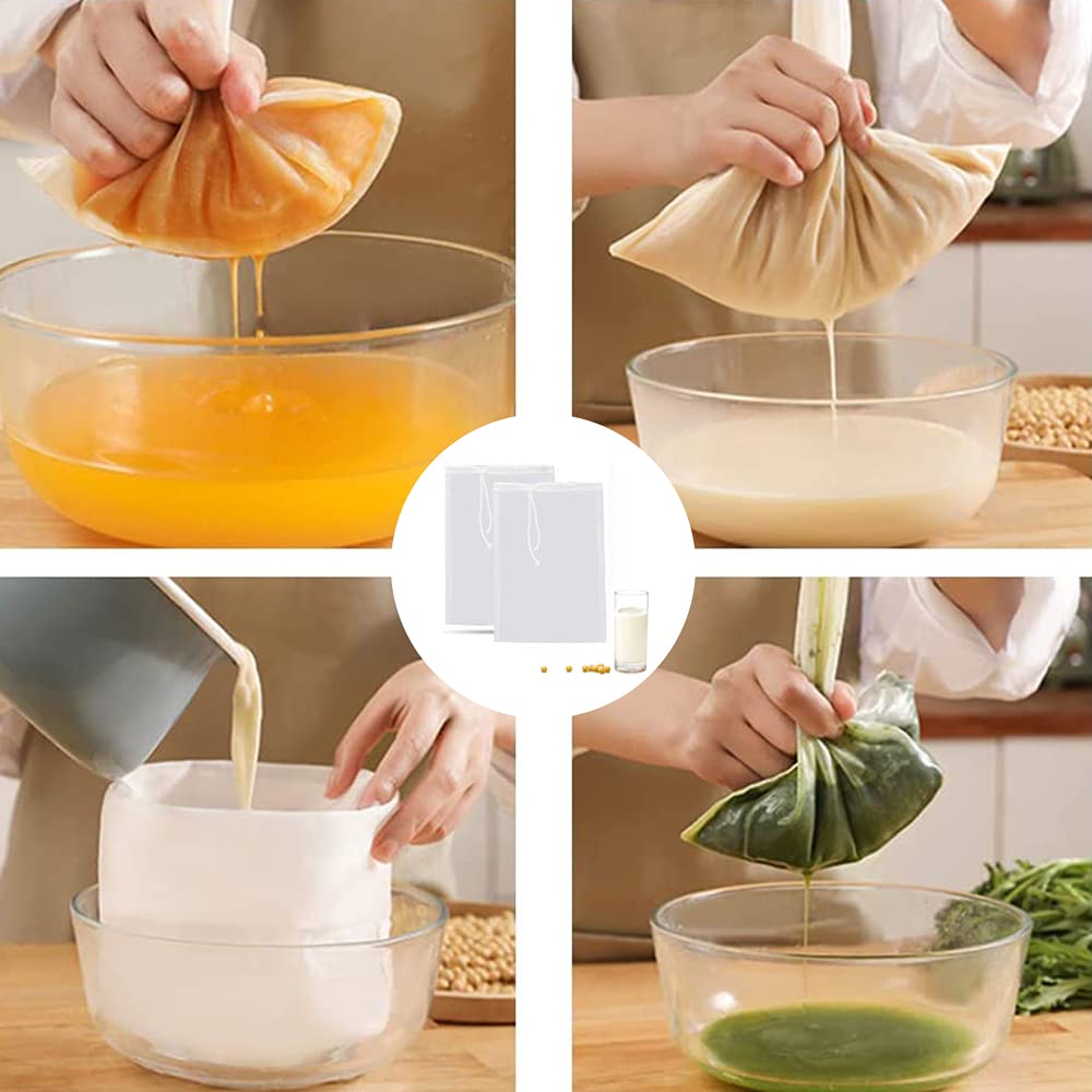 Accessoire Cuisine Vegan 2 Sacs à Lait Végétal Réutilisables - Filtre Alimentaire En Nylon Pour Noix Et Fruits Passoire Cuisine Nature