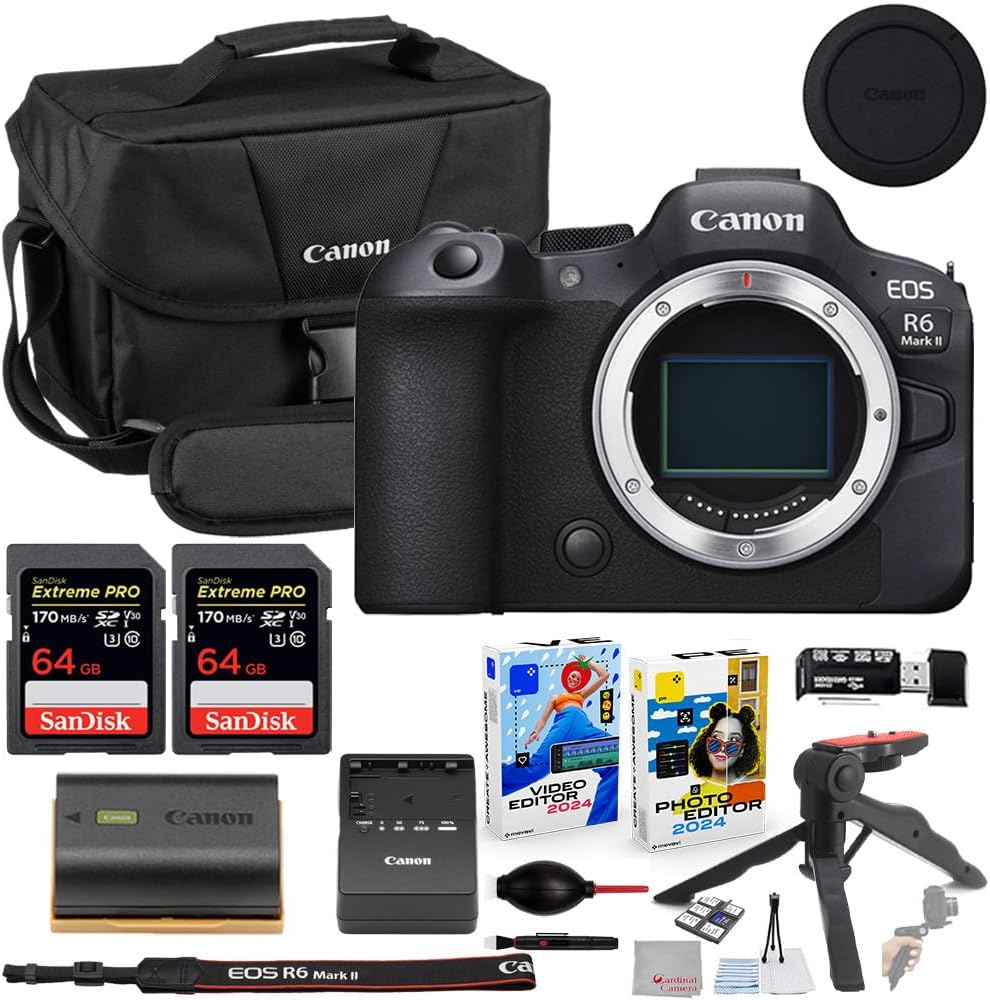 Canon EOS R6 Mark II Mirrorless Camera Body Only Bundle with Canon 200ES EOS Shoulder Bag + 2X 64GB Extreme Memory Cards + Accessory Kit