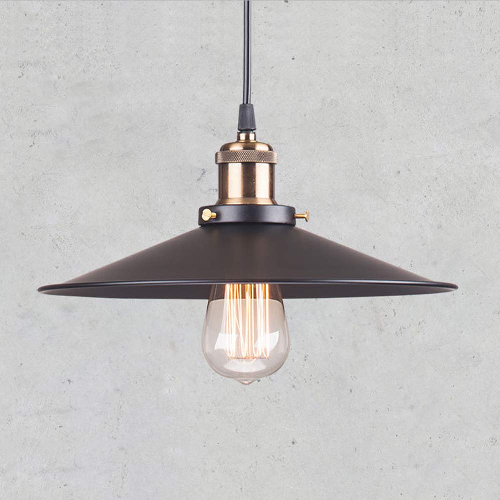 iDEGU Industrial Pendant Lamp Shape Vintage Edison Style Metal Pendant Light Shades Ø36cm E27 Ceiling Lights for Kitchen Bar Loft, Black