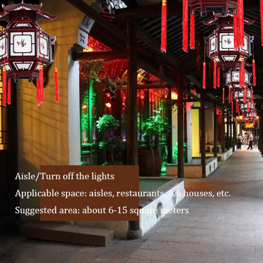 LIOONS Paper Lantern Lamp, Creative Classic Chinese Lanterns, Solid Wood Palace Lamp, Balcony Lamp Decoration Hanging Lantern