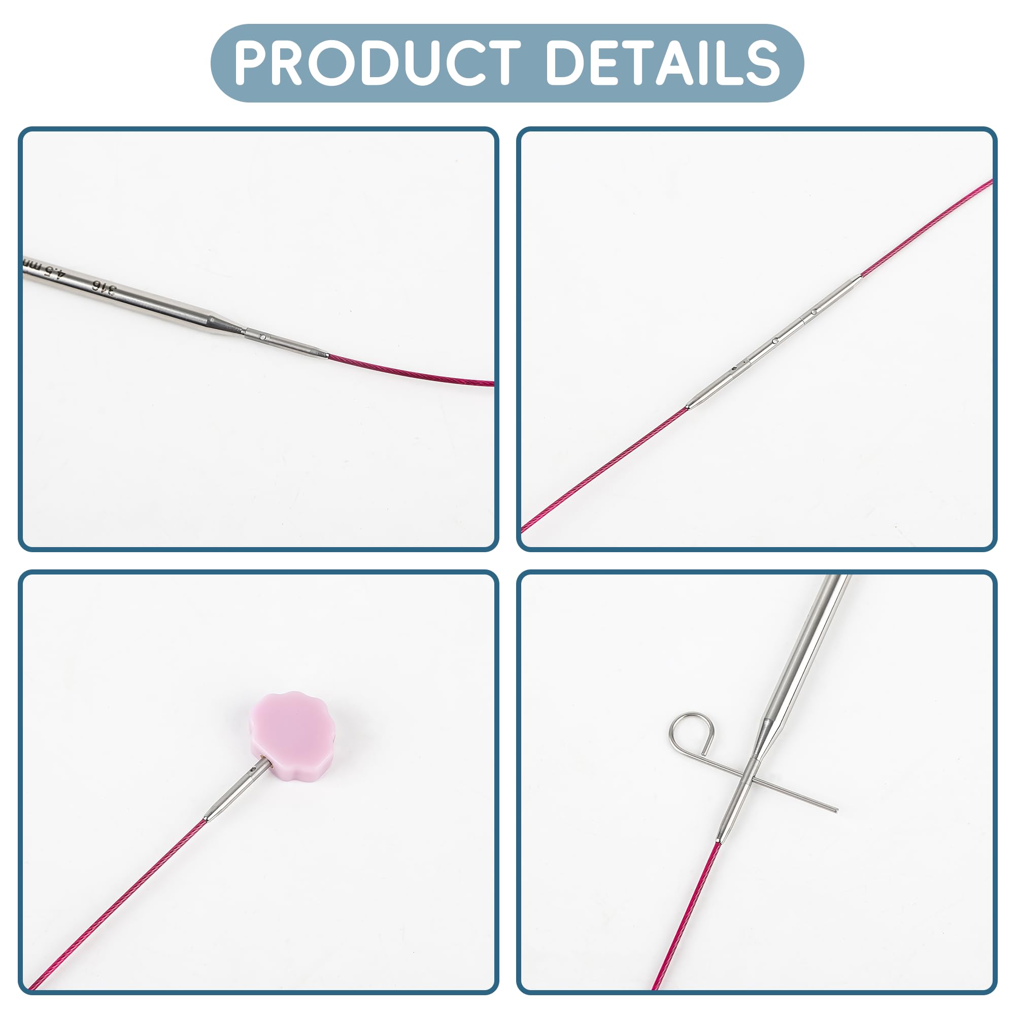 Juego de 9 pares de agujas circulares intercambiables con ganchos de ganchillo y funda, acero inoxidable y aluminio para principiantes y avanzados, ideal para proyectos de tejer y suéteres