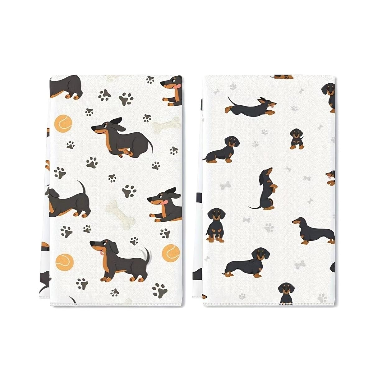 Jobaojiang 2Pcs, Cute Dachshund Kitchen Towels, 40Cm*60Cm Towel Set, Absorbent Soft Cleaning Cloth, Cooking and Baking Tea Towel