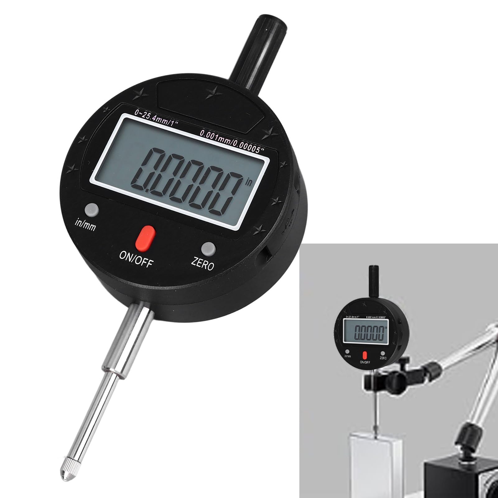 Dial digital Indir 3V 0 rango de 25,4 mm, dial electrónico Indir con resolución de 0,001 mm, sonda IP54 Indir para