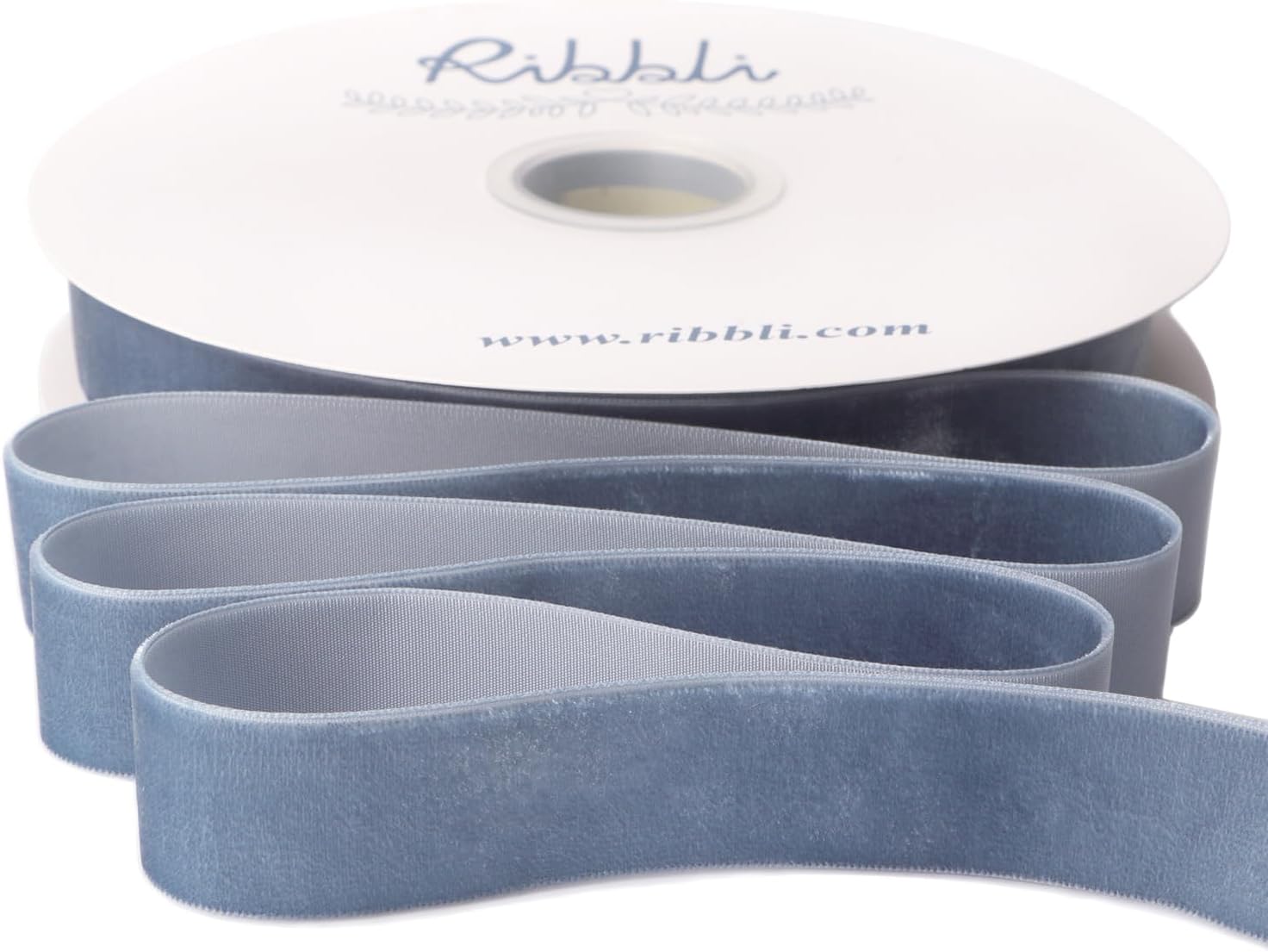 Ribbli Dusty Blue Velvet Ribbon 1 Inches Continuous 25 Yard Spool Dusty Blue Christmas Ribbon for Gift Wrapping Crafts Home Decor
