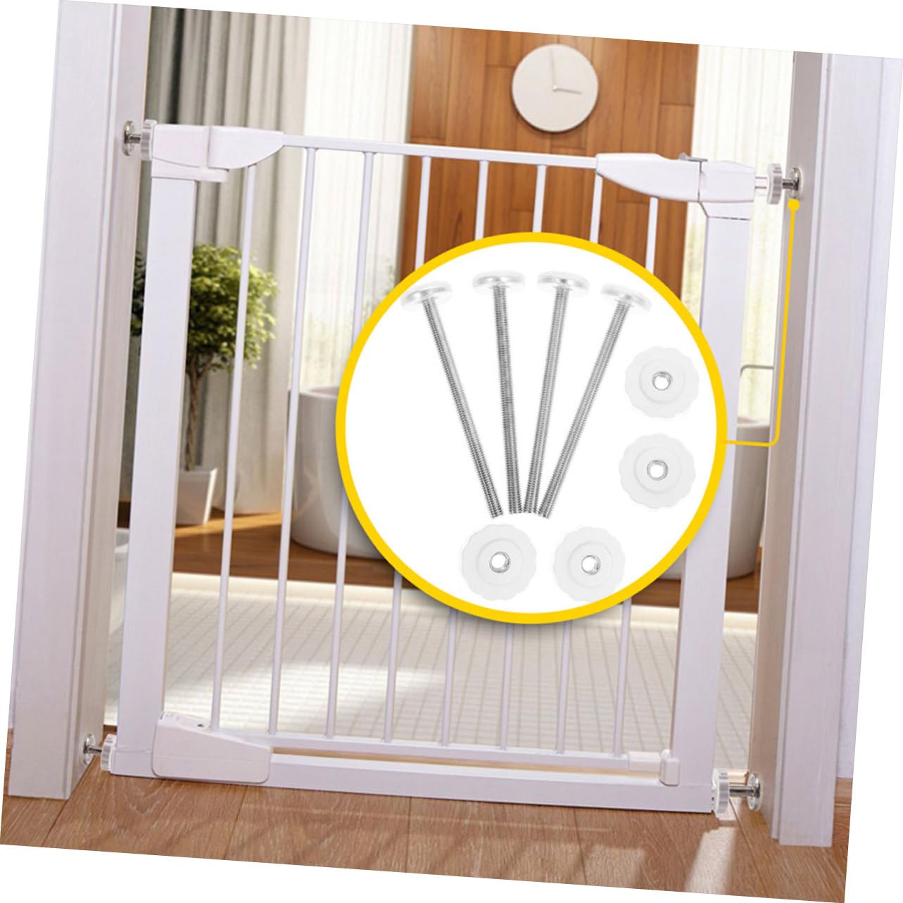 BESTonZON 4 Ensembles Quincaillerie pour Barrière De Bébé Rampe Les Pièces Boulons des Vis Boutons Portes Bébé Partie Clôture Serrures Porte Bébé Fileté Extenseur Abdos Blanche 6 Pièces * 4