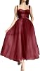 Fivsole Womens Sweetheart Neck Prom Dresses Spaghetti Strap Tulle Short Formal Evening Party Gowns Tea-Length