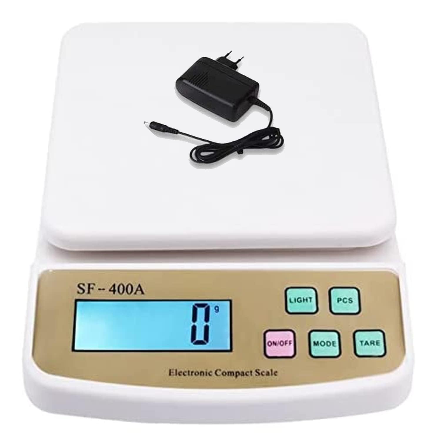 Digital Kitchen Weighing Scale for Shop and Home Electronic Weight Machine with Adapter LCD Display Screen Scale For Kitchen Scales, Vegetable Shop - White (SF-400A) (1 g x 10 kg)-picture-21