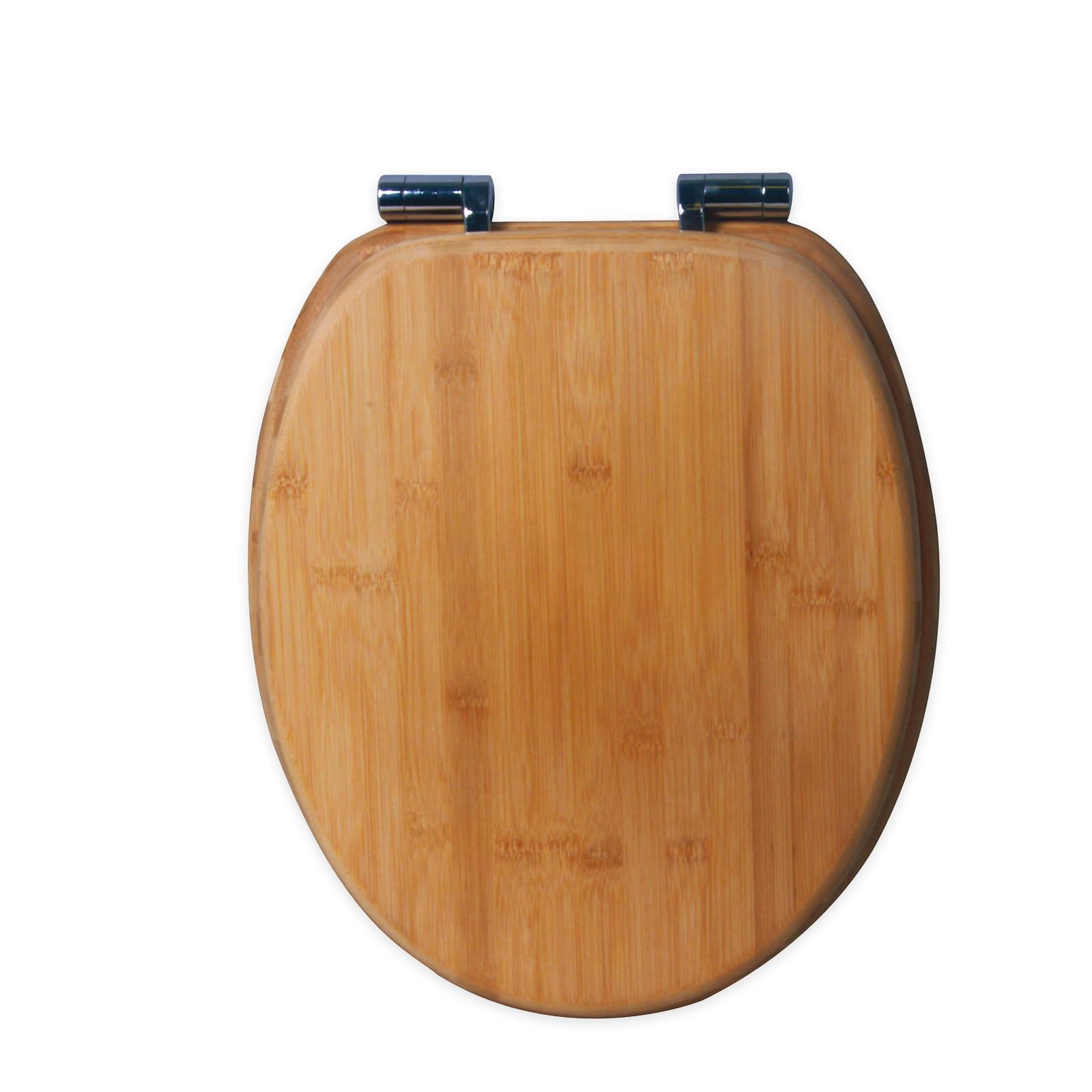 sanicomfort WC-Sitz Bambus mit Absenkautomatik | Toilettensitz aus Echtholz | Soft-Close | Antibakteriell, belastbar, oval, universell | Edelstahl-Scharniere – dark