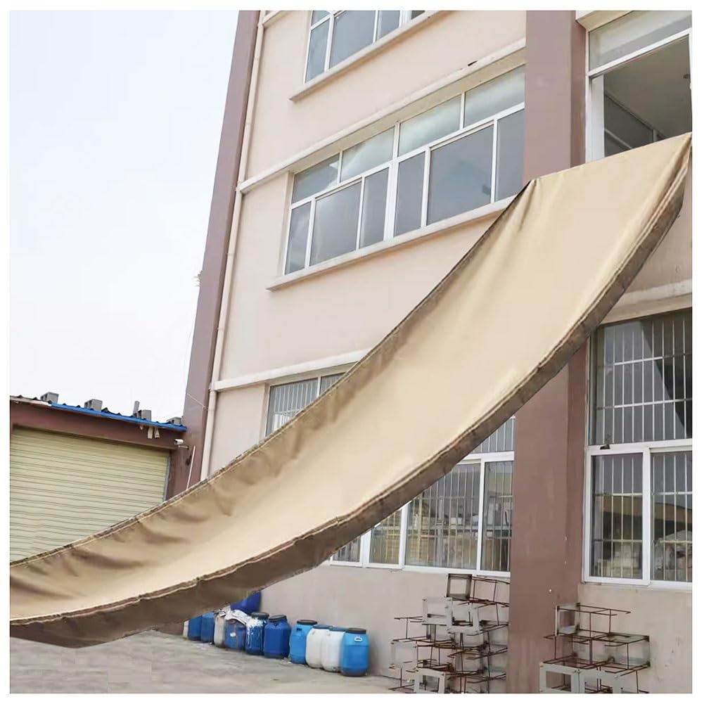 GLDYTVF Canvas Chute,Heavy-Duty Waterproof Canvas Tarp Chute - High-Altitude Cargo Conveyor for Efficient Loading & Unloading - Abrasion Resistant, 2x10m, Brown