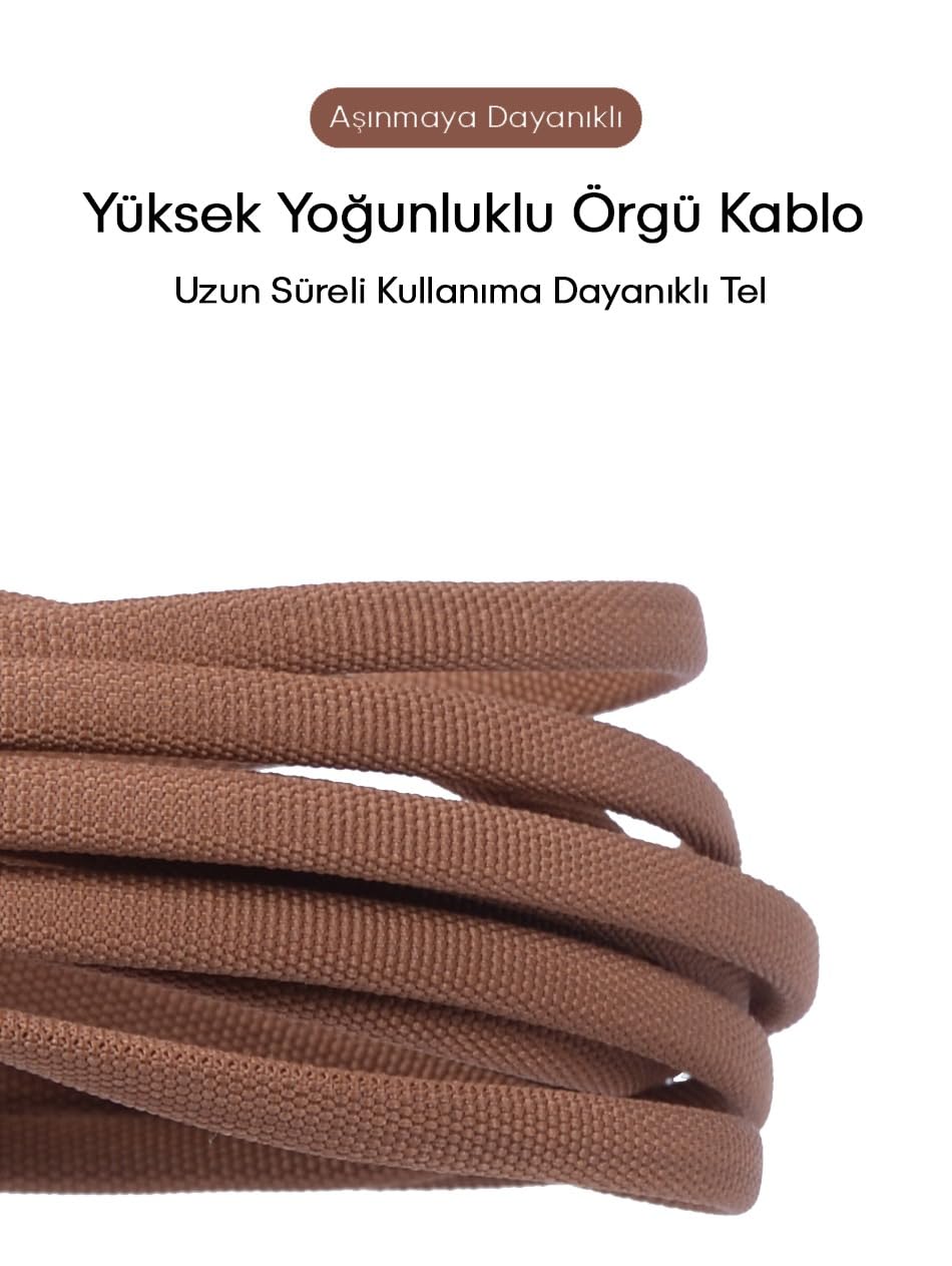 Micro Hızlı Şarj Kablosu - Kırılmaz Örgülü Kahve Kablo 2 METRE