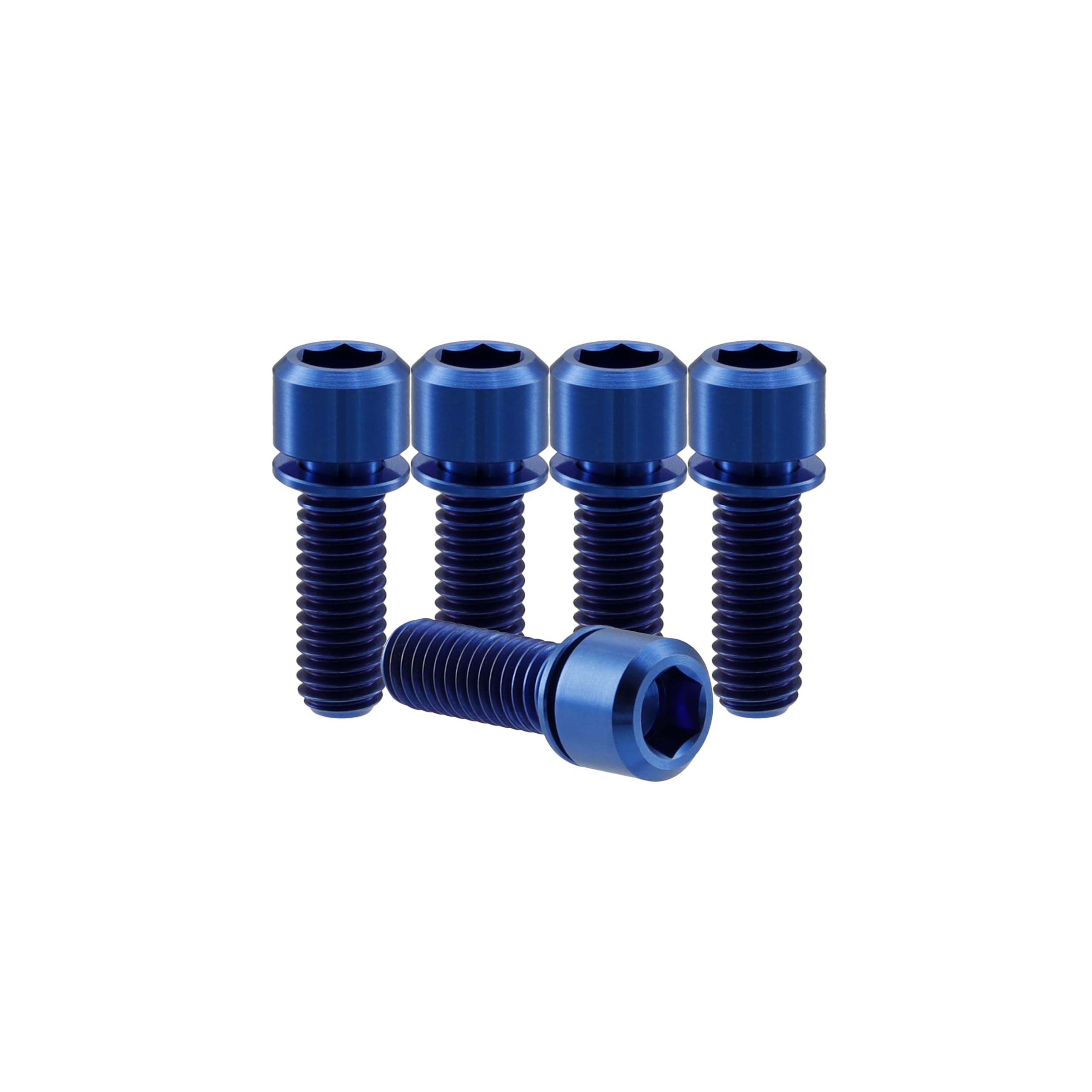 Vis Tête Hexagonale Titane Gr5 M5 X 16 Mm Avec Rondelle - Lot De 6 - Pour Tige De Vélo, Filetage 0.8 Mm - 12