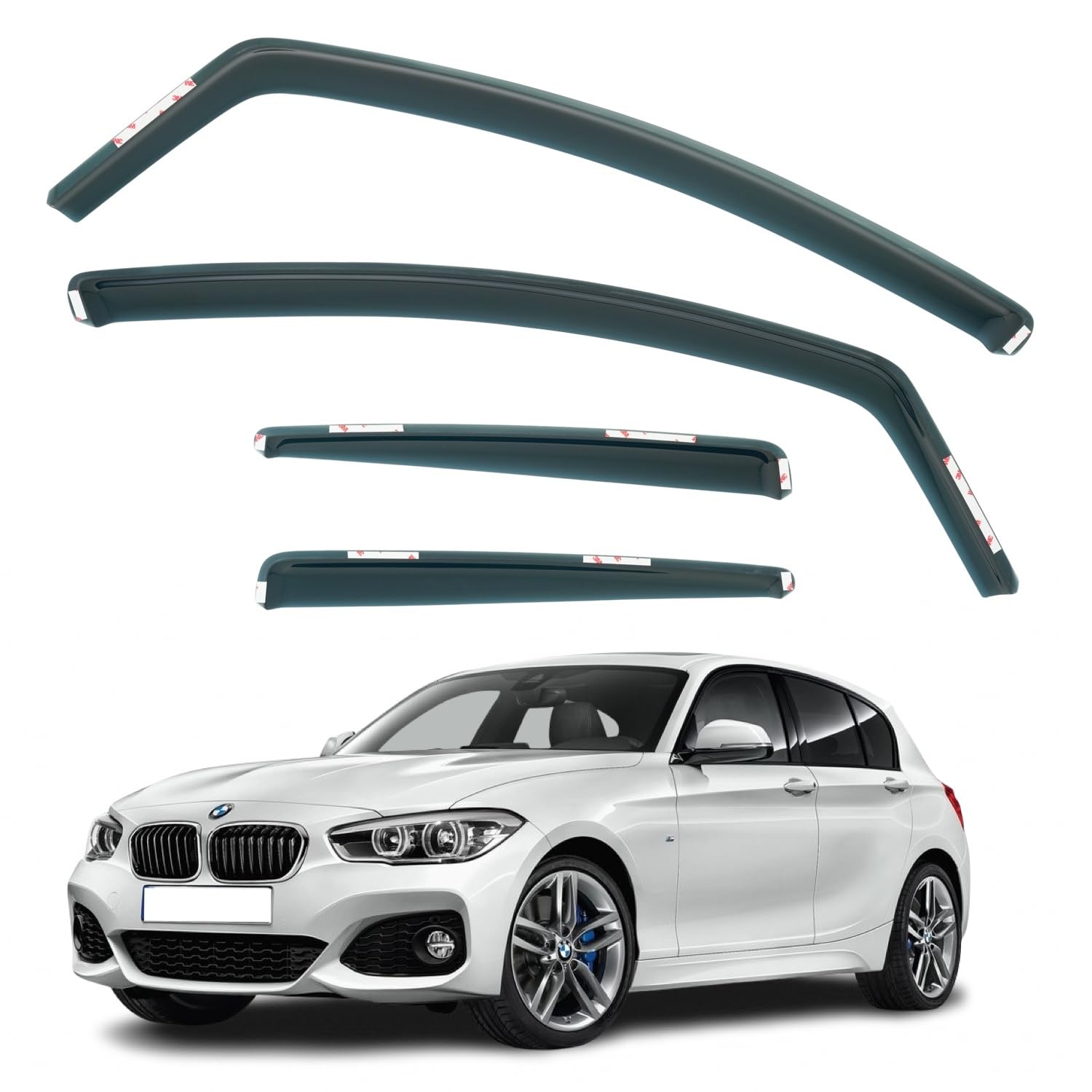 Set di 4 deflettori d'aria compatibili con BMW Serie 1 F20 5 porte Hatchback 2013 2014 2015 2016 2017 2018 2019