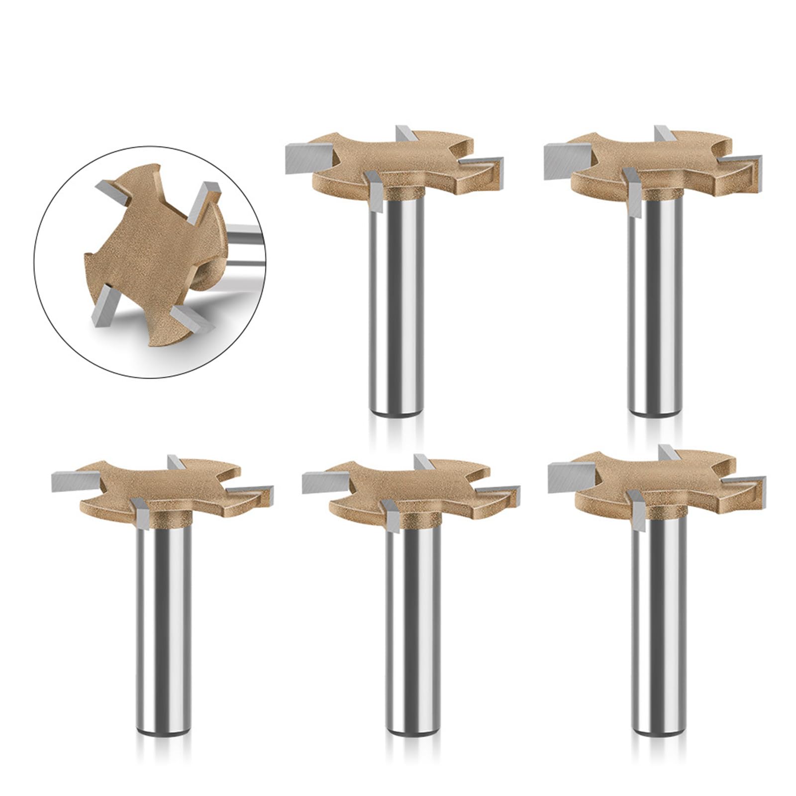 Broca de enrutador de ranura en T de 4 flautas de 8 mm con punta de carburo para tallado de madera y trabajos de carpintería, broca de enrutador resistente con ranura en T
