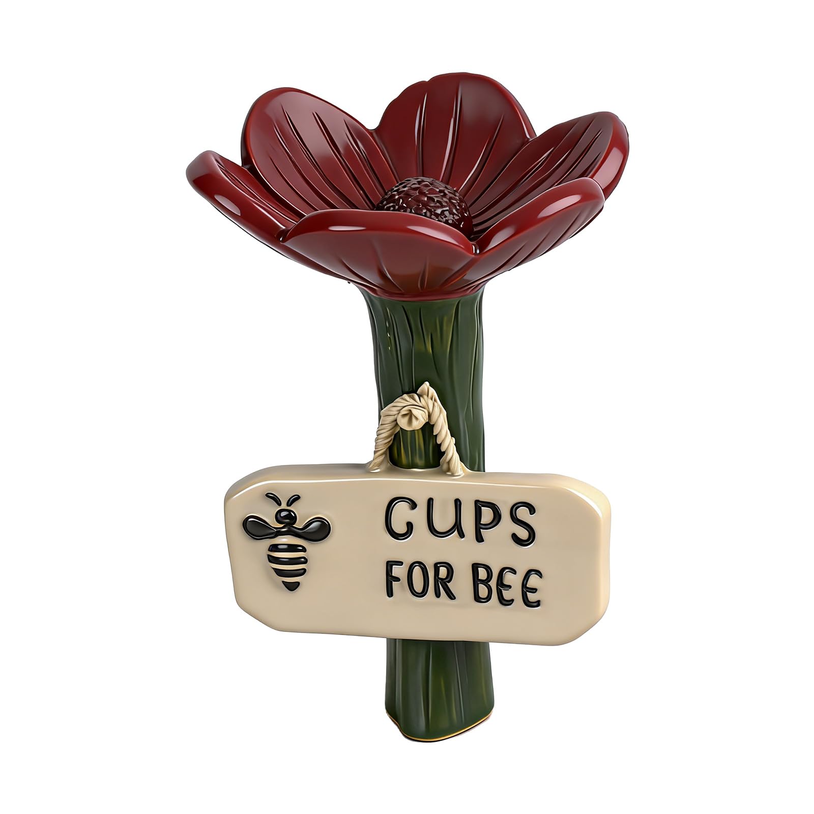 NGOKPYD Cups for Bees, Bee Watering Station For Garden Resin Flower Bee Waterer Insect Water Feeder Station Bird Butterfly Drinking Cup(Style B Red)