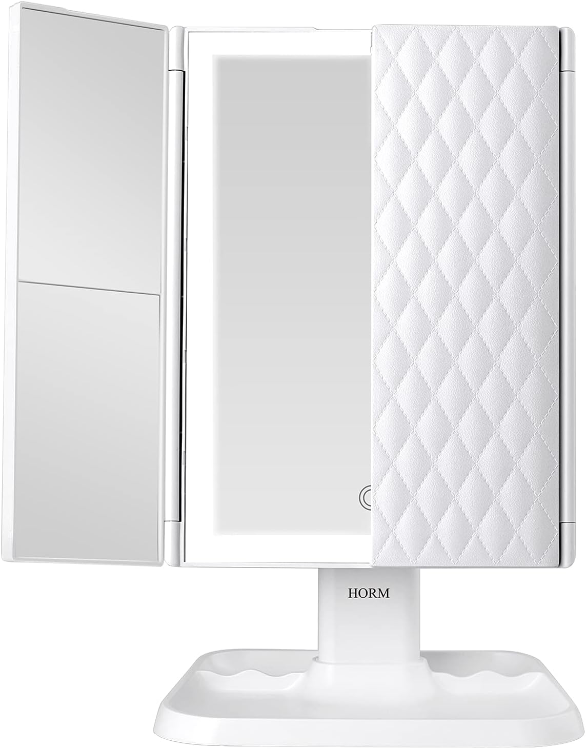 Makeup Mirror Trifold Mirror with Lights - 3 Color Lighting Modes 72 LED Vanity Mirror, 1x/2x/3x Magnification, Touch Control Design, Portable High Definition Cosmetic Lighted Up Mirror -