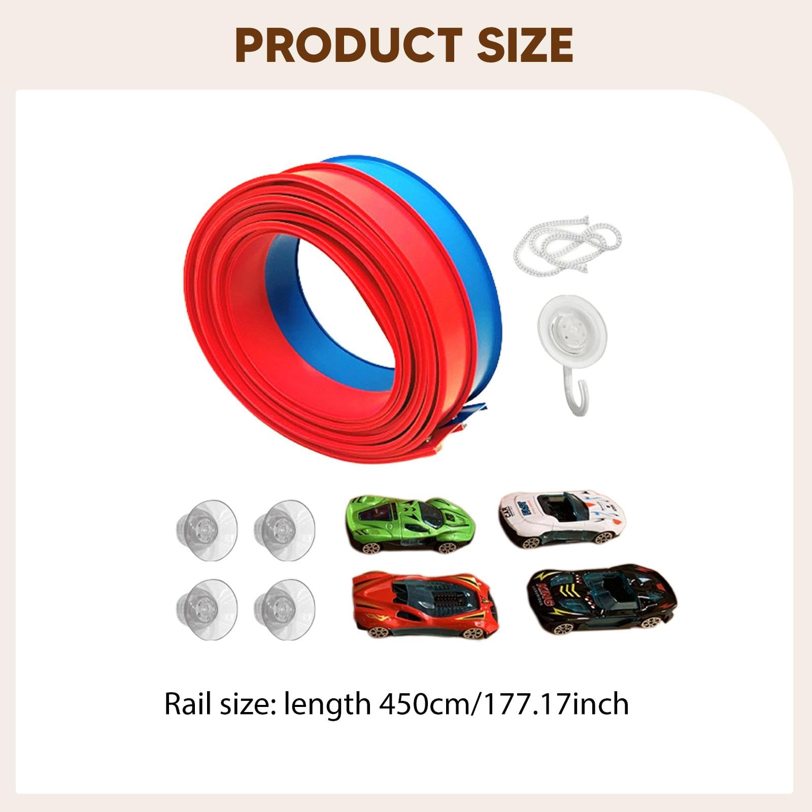 MERIGLARE Pista de Carreras Flex Tracks, Regalo de Cumpleaños con 4 Coches de Carreras Pequeños.