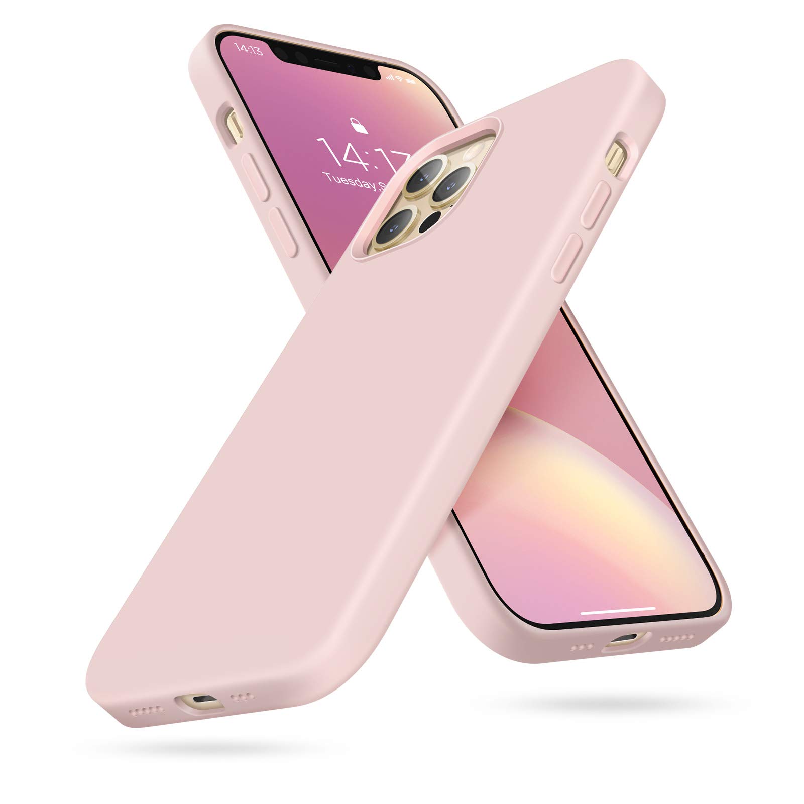 Liquid Silicone Case Compatible with iPhone 12 case & iPhone 12 Pro case 6.1 inch(2020) Shockproof Drop Protection Case phone Bumper Cover - Pink