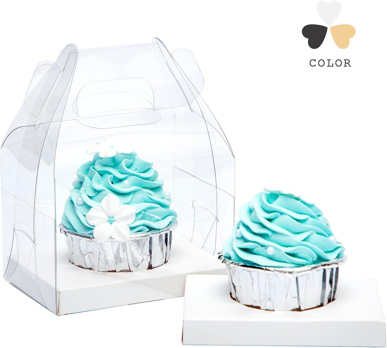 Yotruth Christmas Cupcake Gift Boxes With Handle and White Insert 10 Pack