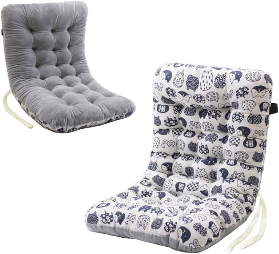 Jialin 椅子クッション 座椅子 綿麻 可愛い 座布団 子供 大人 チェアークッション 背もたれ 両面使用 座面クッション ゴムバン ド付 ソファー 腰枕 チェアパッド ふわふわ 柔らかい 座ぶとん 仕事用 イス用 便利グッズ おしゃれ 猫柄 新しい到着