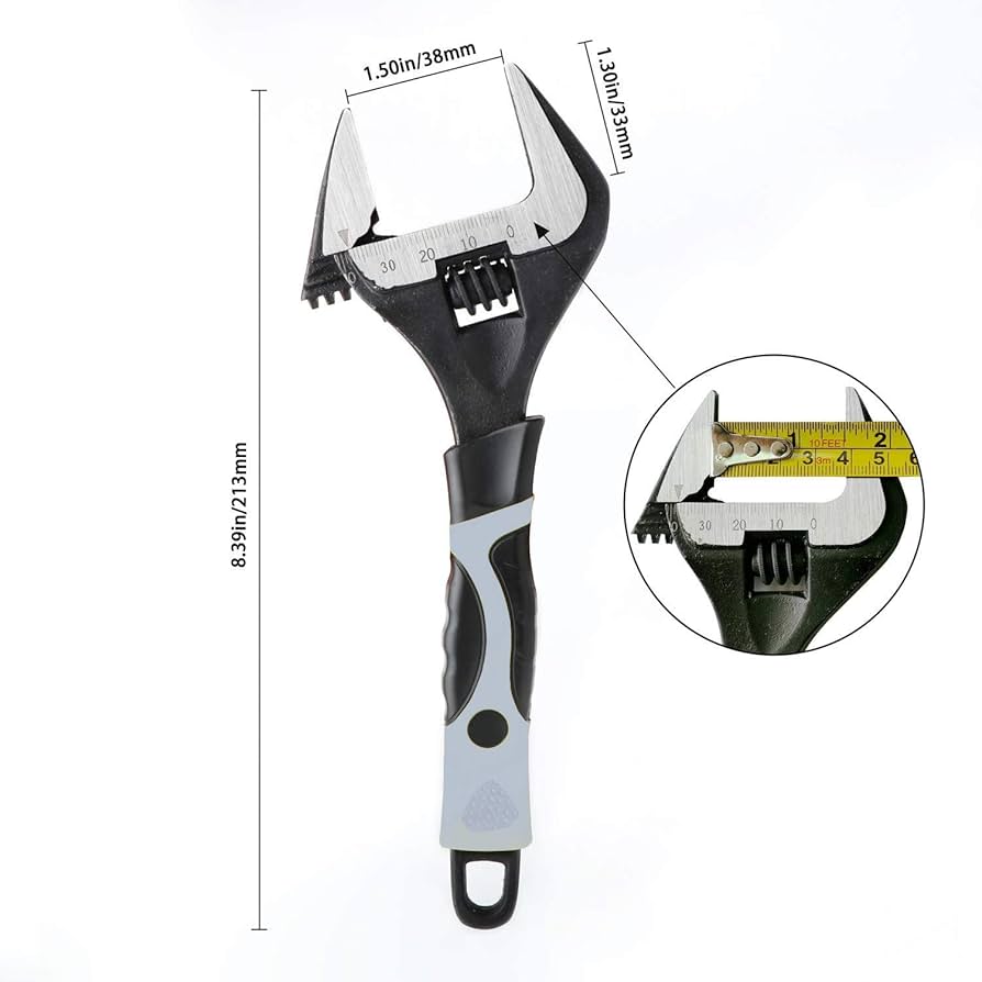 Amazon.com: DELIXI Stubby 可調式扳手深爪寬開口,水管扳手組鉻