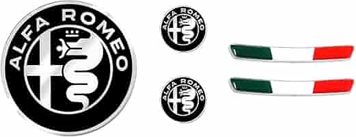 Kit Stemmi Adesivi 3D Per Alfa Romeo Giulia/Stelvio - Ufficiali 4R, Tricolore E Logo, Made In Italy