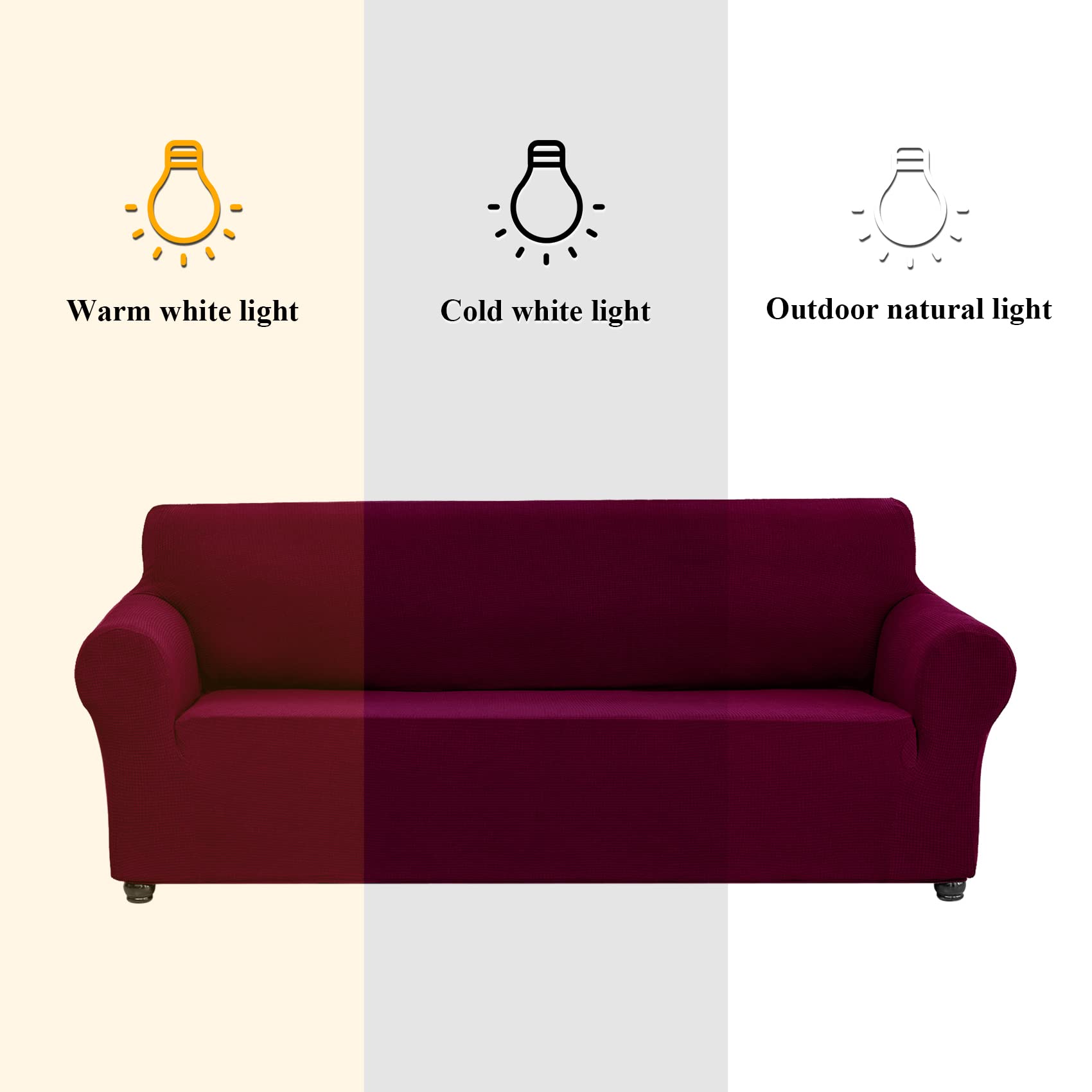 Joccun Stretch Loveseat Couch Cover Slipcover, 1-Piece Water Repellent Sofa Cover for 2 Cushion Couch Spandex Jacquard Washable Furniture Protector Cover for Living Room,Kids,Petsï¼ˆLoveseat,Burgundyï¼‰