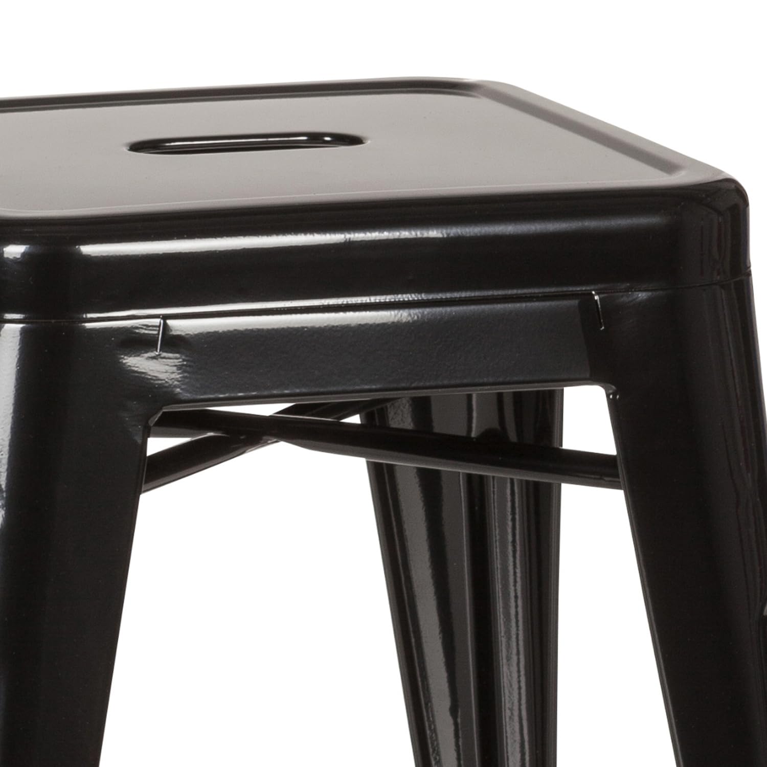 hjh OFFICE 645000 Tabouret bistrot VANTAGGIO Métal Noir, Tabouret au Look Industriel et Moderne, empilable