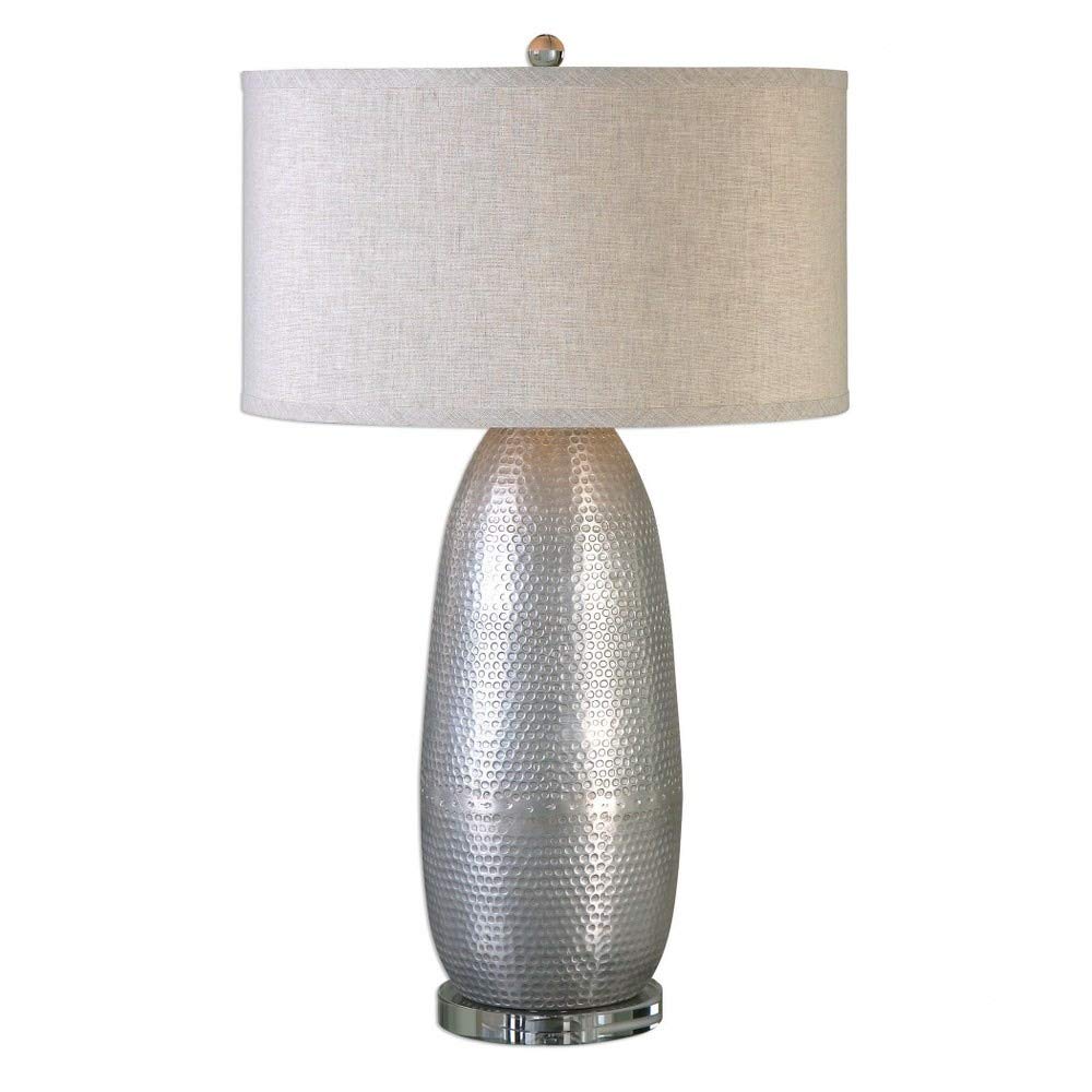 Uttermost Tartaro Hammered Iron Burnished Silver Table Lamp