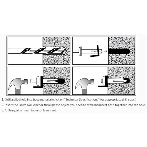 20 Qty 1/4" X 1" Zinc Plated Hammer Drive Nail In Anchors (Bcp1007) #TOP1