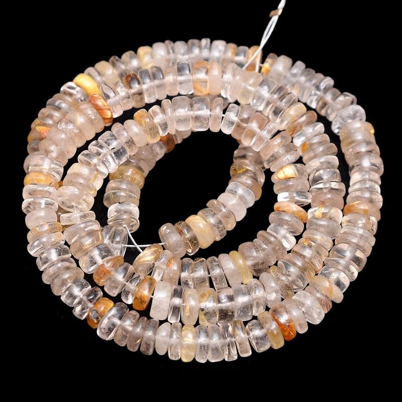 Cuentas heishi lisas de piedra preciosa de prehnita de 4 mm a 5 mm | Tira de rondelle de piedra preciosa múltiple de 16 pulgadas | Cuentas de piedra preciosa semipreciosa de prehnita natural