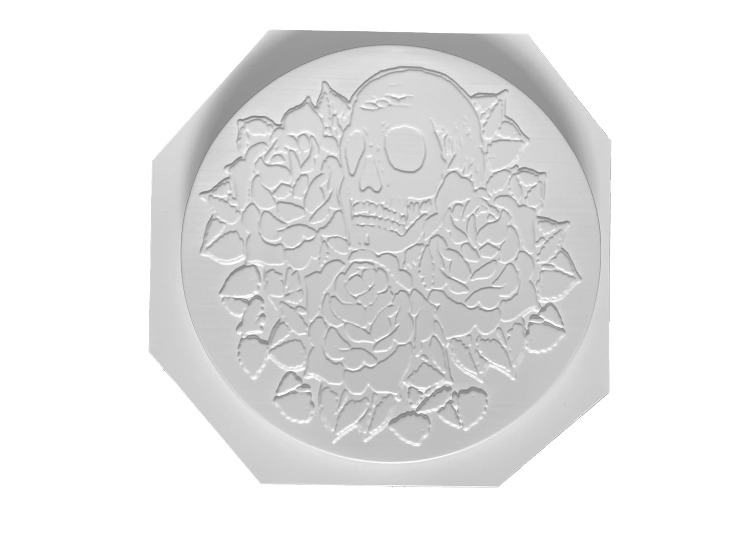 Skull and Roses Stepping Stone Mold, Concrete Stepping Stone Mold, Garden Decor Mold, 15" Round ***NOT A Finished Stone***