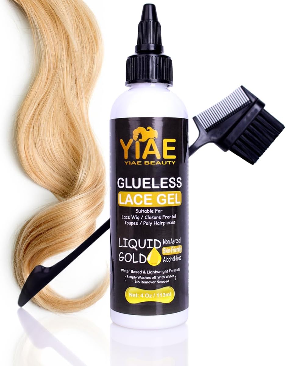 Glueless Lace Gel, Complement & Alternative to Wig Glue, Temporary Hold For Lace Wigs and Hair Systems and Styling Agent For Baby Hairs, Skin-Friendly & Alcohol Free & Water Based Formula-113ml