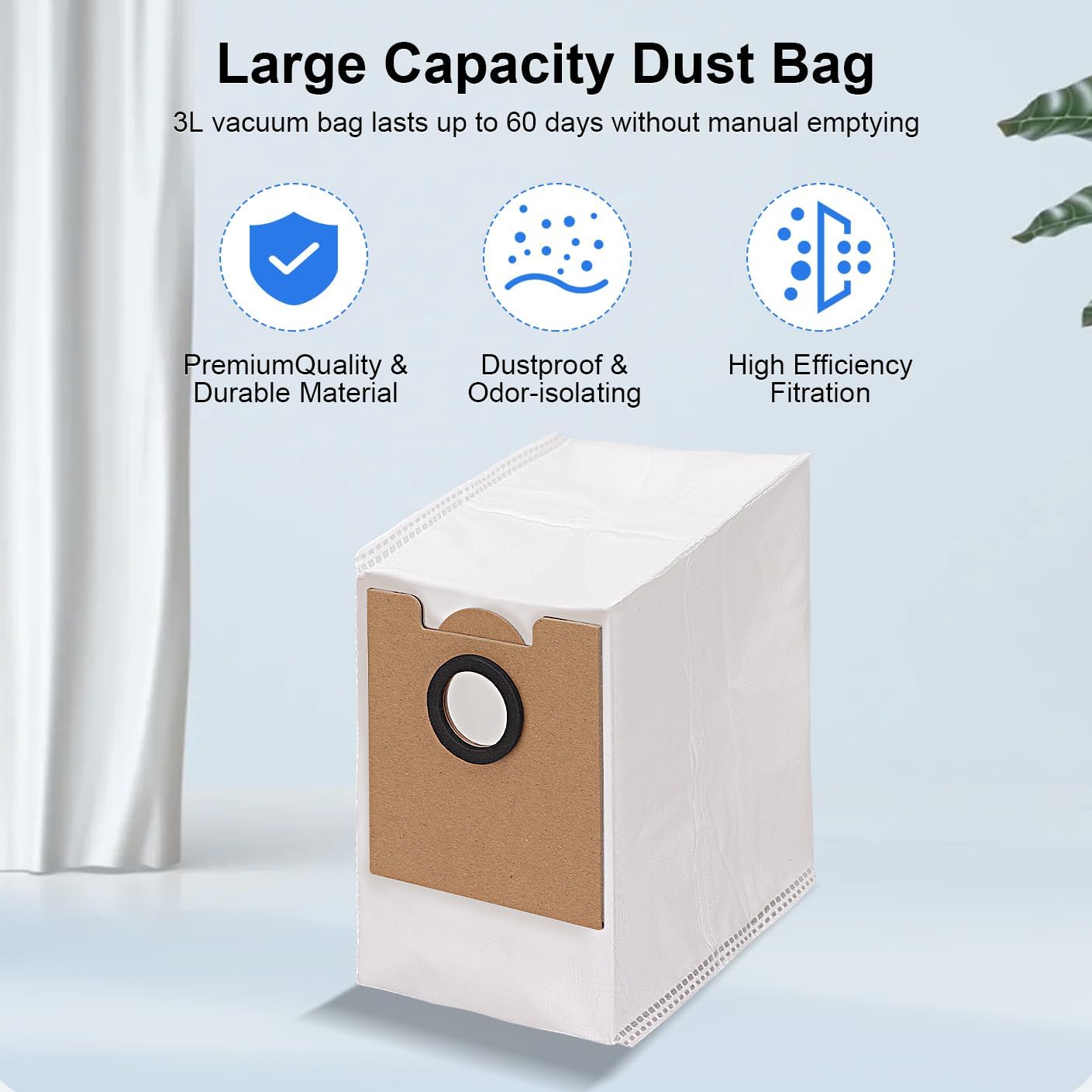 10 Pack Dust Bags Replacement for Lefant M2 Pro / M2S Pro Robot Vacuum | Large Capacity Dirt Disposable Vacuum Bags Accessories Part, High Filtration