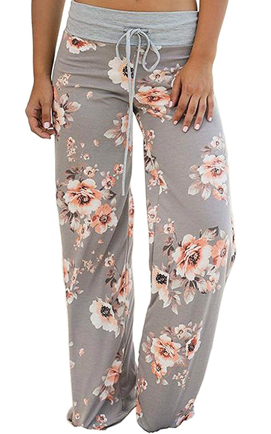 NEWCOSPLAY Women's Comfy Pajama Drawstring Wide Leg Pants