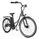 Elektrofahrrad mit Abnehmbarer 36V 13Ah Akku Bis zu 90KM,26 Zoll E Bike mit 7 Gang Getriebe für Herren Damen Pendler Reisen Übung,60N.m 250W Motor City Pedelec mit Aussetzungen und LCD-Display