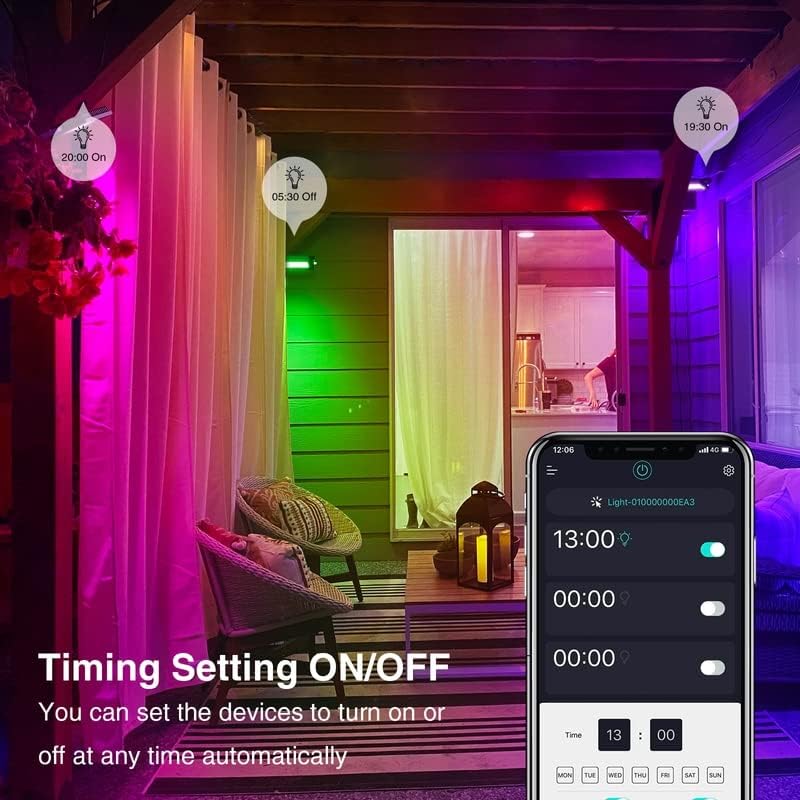 Onforu 2 Pack 15W Smart RGBCW LED Flood Light 150W Equivalent, WiFi Controlled Color Changing Stage Lights, IP66 Outdoor Floodlight