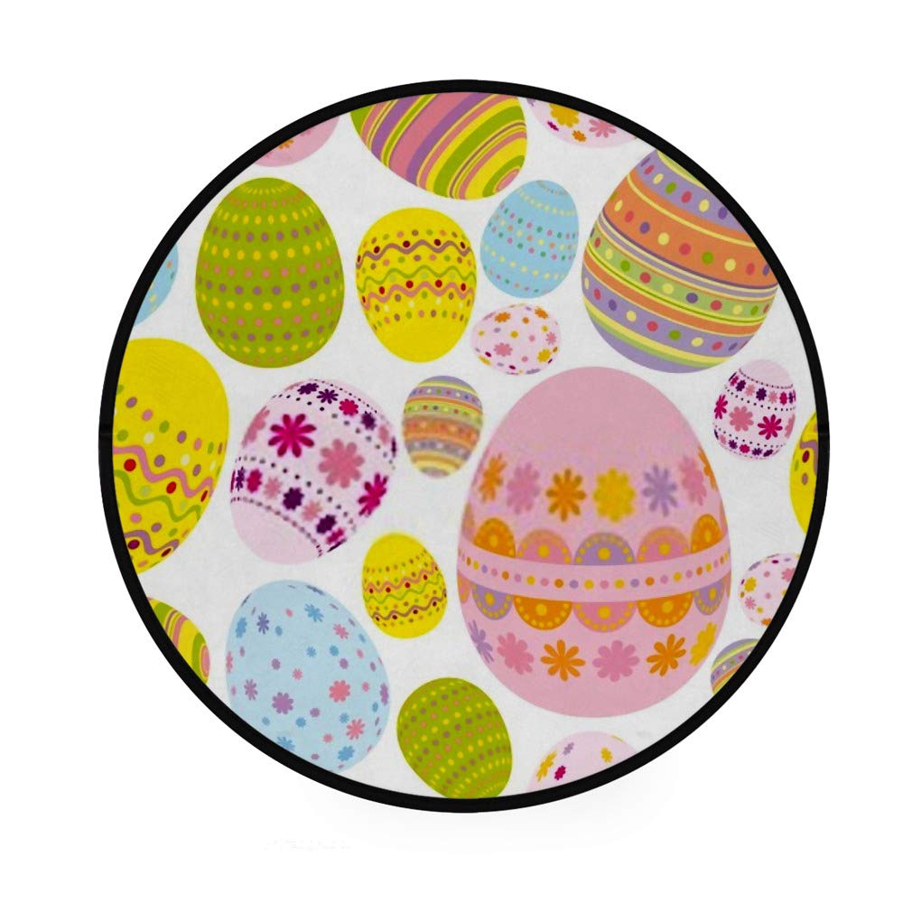 Tapis en polyester et coton stretch haute densité au tissage premium rond 92 cm Couleur 1