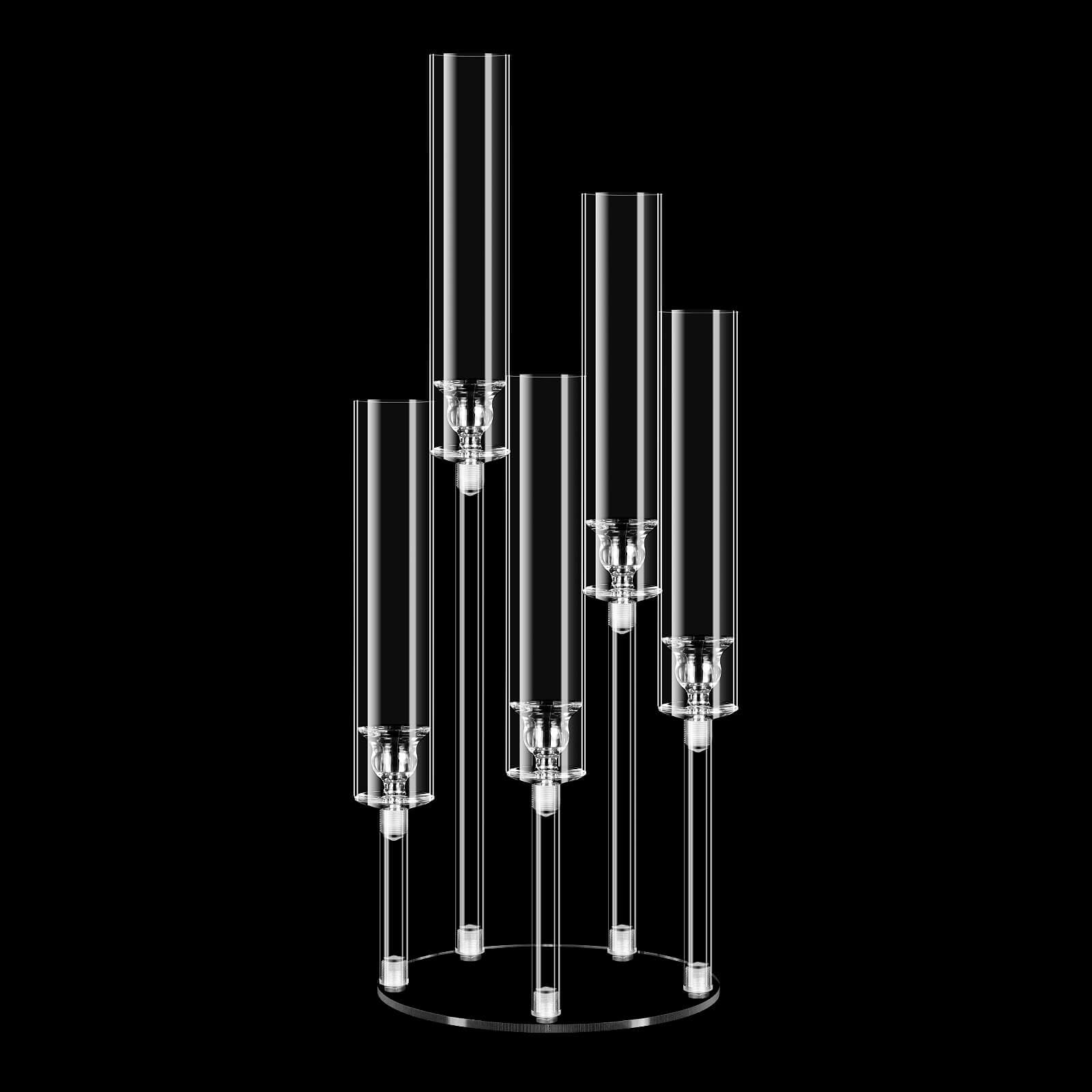 Centrotavola a 5 bracci in acrilico per candele a LED, 57,9 cm