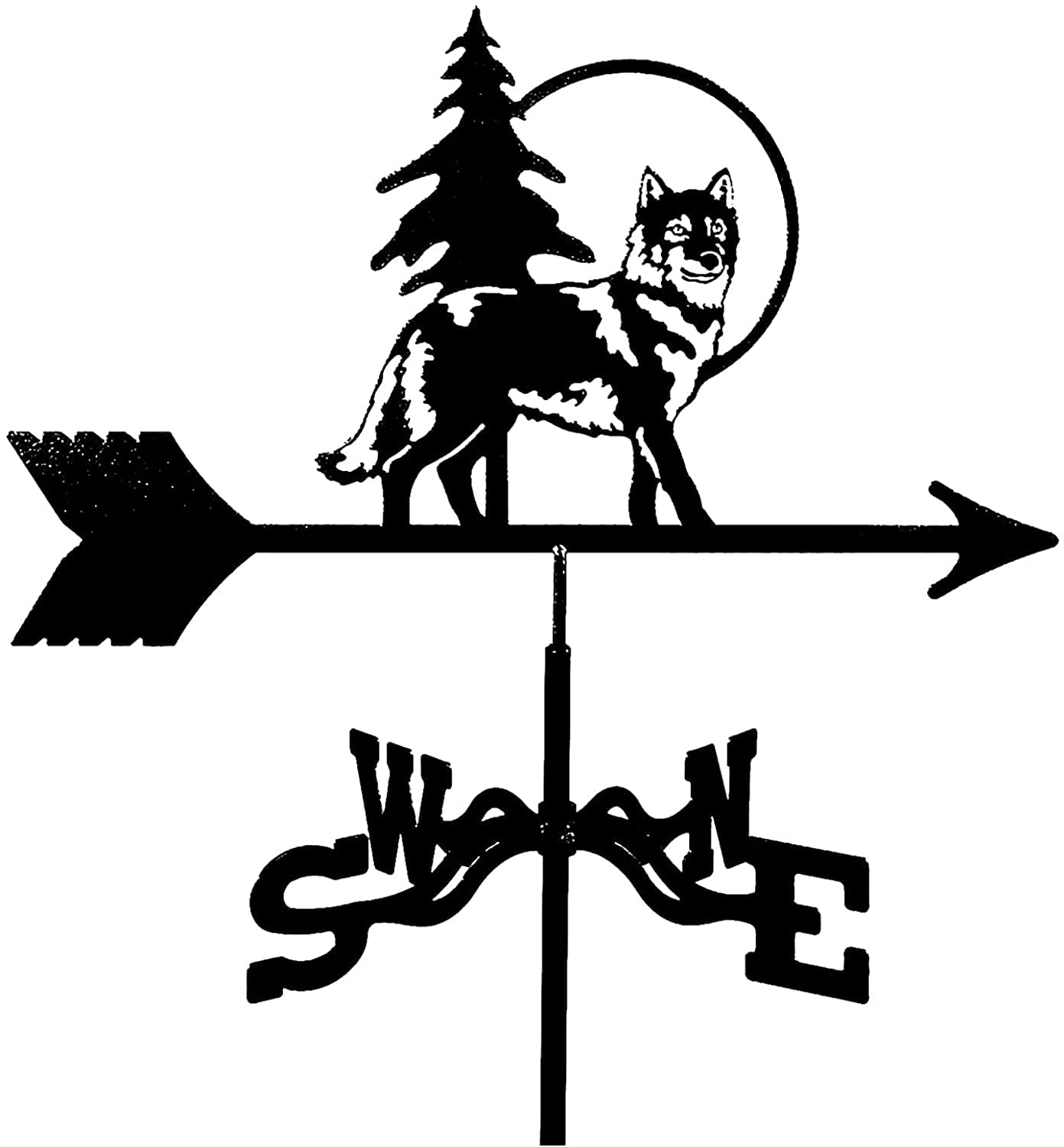 WIQUYBML wind vane Weathervane,Metal Weathervane Outdoor Stainless Steel Weather Vane Wolf Wind Direction Speed Indicator for Farm Yard Garden Gazebo Decorations (A)